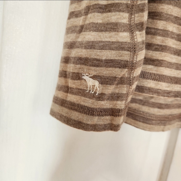 Abercrombie Kids Striped Beige & Brown Lace Detail Camisole Spaghetti Strap Top - Picture 3 of 6